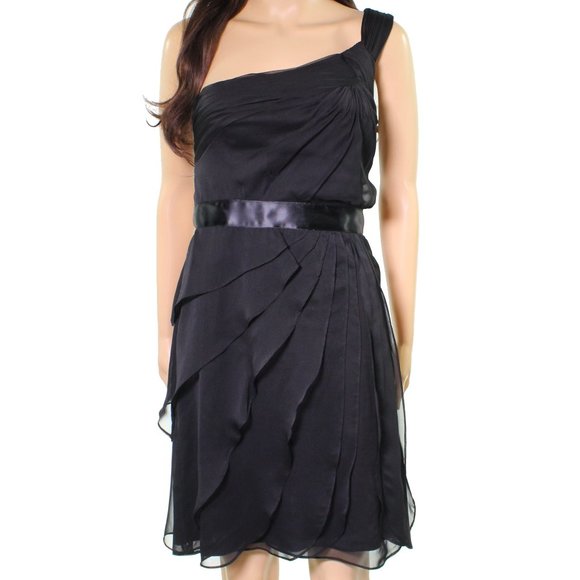 Adrianna Papell Dresses & Skirts - Adrianna Papell NWT Black Draped OneShoulder Flutter Design Cocktail Dress Sz 10
